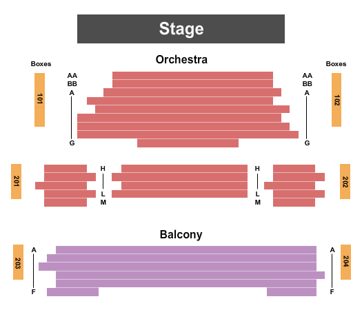Aurora Theatre - GA seating chart