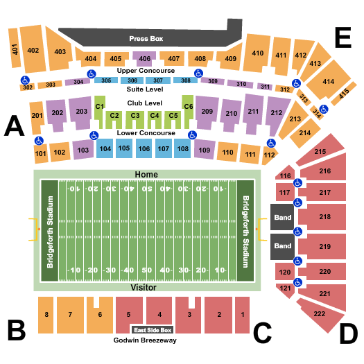 Bridgeforth Stadium seating chart