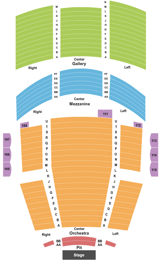 Byham Theater seating chart