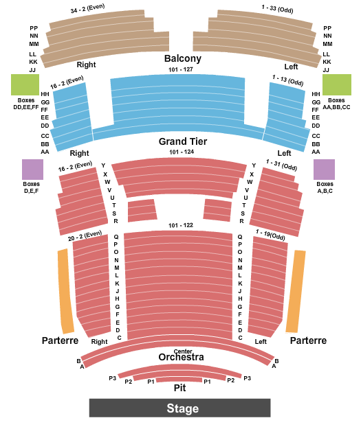 Cape Fear Community College's Wilson Center seating chart