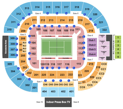 Center Court at Lindner Family Tennis Center seating chart