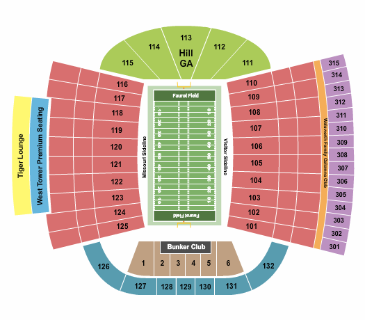Faurot Field at Memorial Stadium seating chart