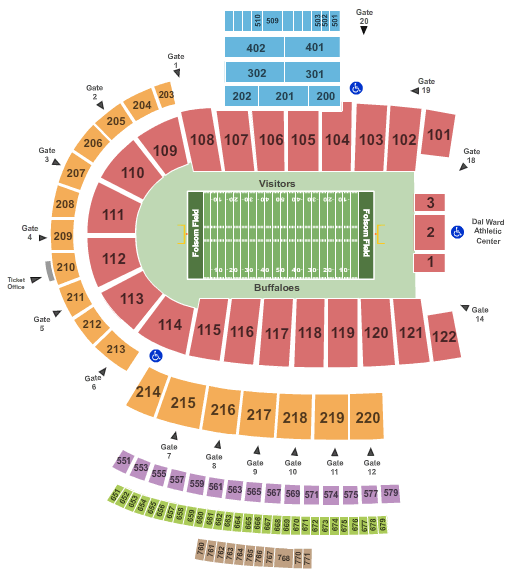 Folsom Field seating chart