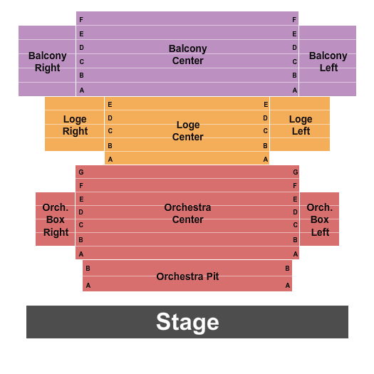 Howard L. Schrott Center for the Arts seating chart