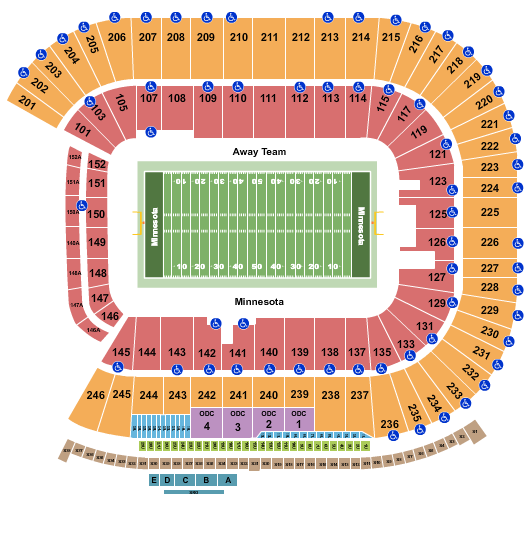 Huntington Bank Stadium seating chart