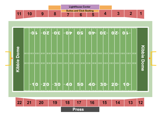 Kibbie Dome seating chart