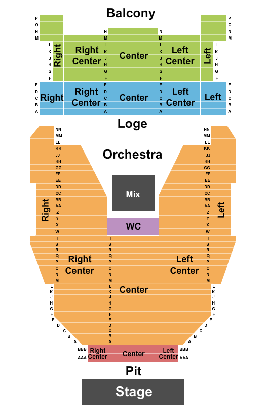 Kodak Center Theater seating chart