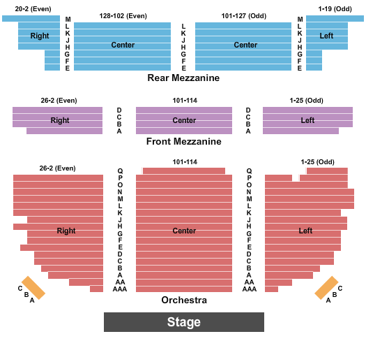 Lena Horne Theatre seating chart