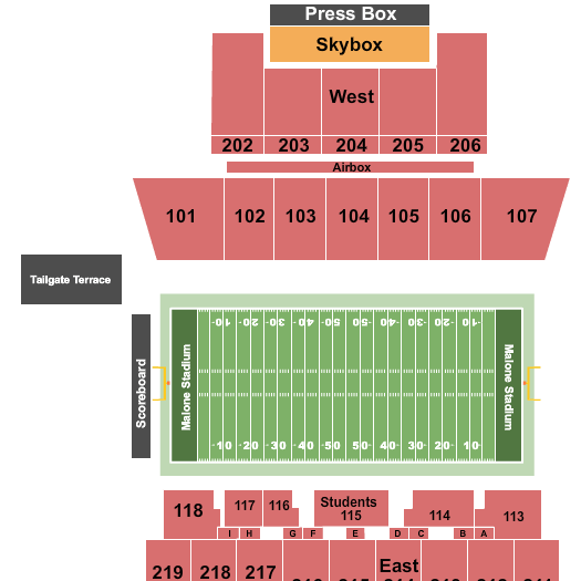 Malone Stadium seating chart