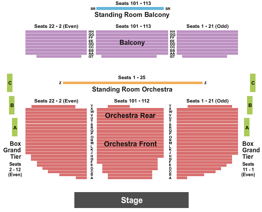 Matthews Theatre - McCarter Theatre Center seating chart