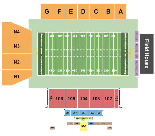 Memorial Stadium at Tarleton State University seating chart