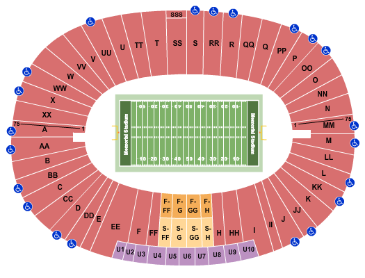 Memorial Stadium - CA seating chart