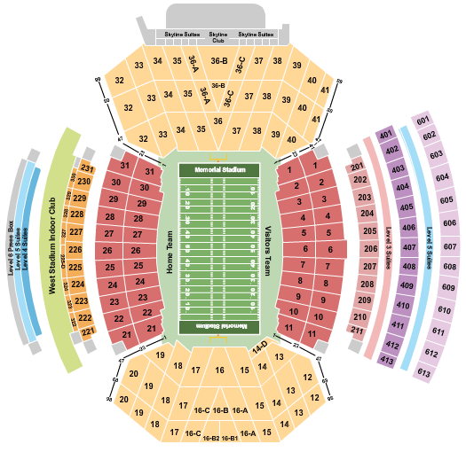 Memorial Stadium - NE seating chart