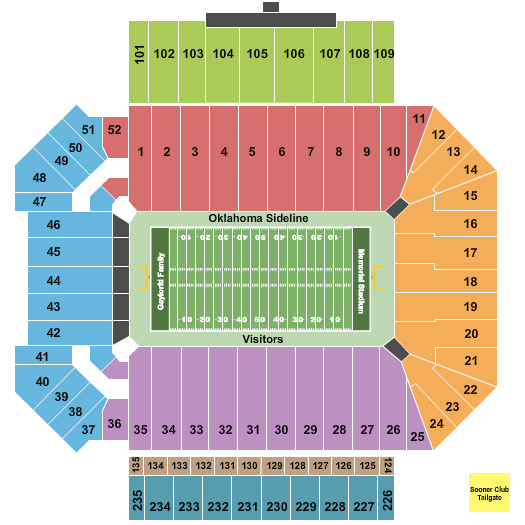 Memorial Stadium Oklahoma seating chart