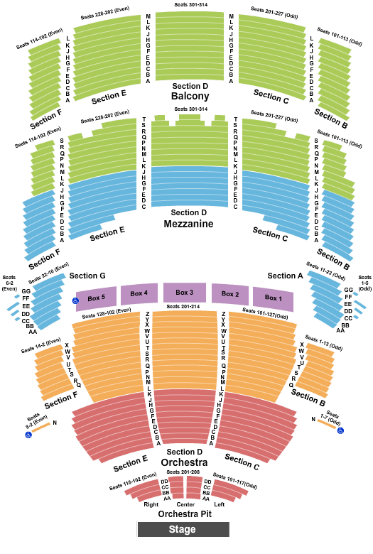 Mortensen Hall at Bushnell Theatre seating chart