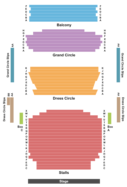Novello Theatre seating chart