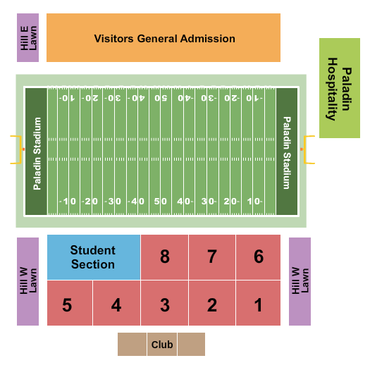 Paladin Stadium seating chart