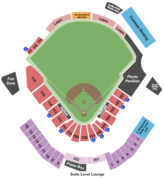 Parkview Field seating chart