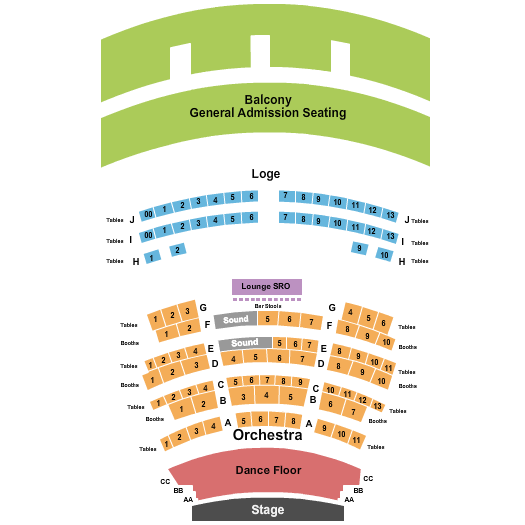 Rococo Theatre seating chart
