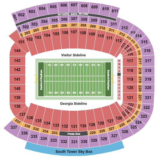 Sanford Stadium seating chart