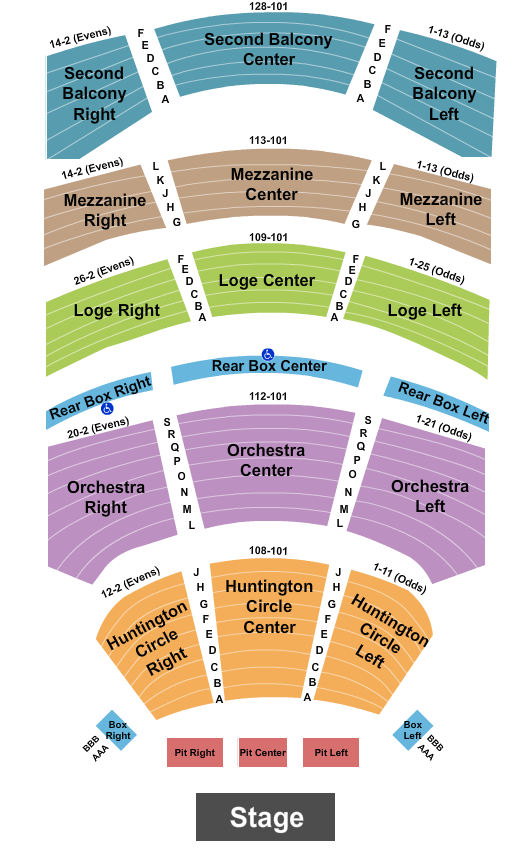 Southern Theatre seating chart