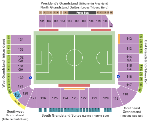 Stade Saputo seating chart