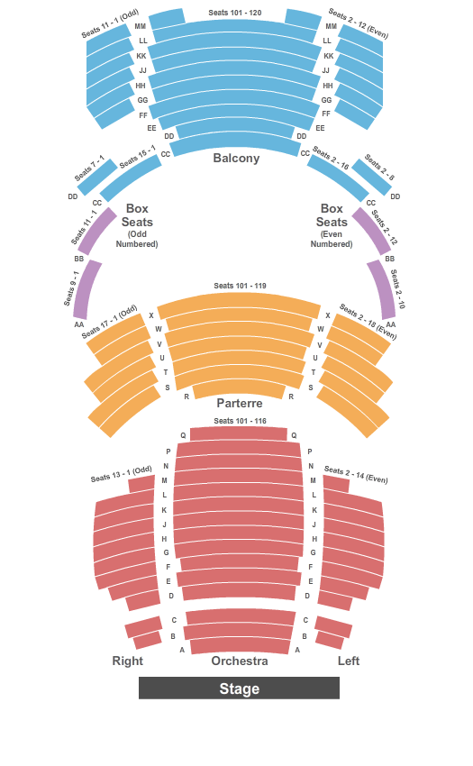 Stage One at Harris Center for the Arts seating chart