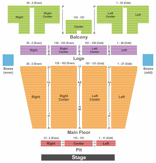 Stranahan Theater seating chart