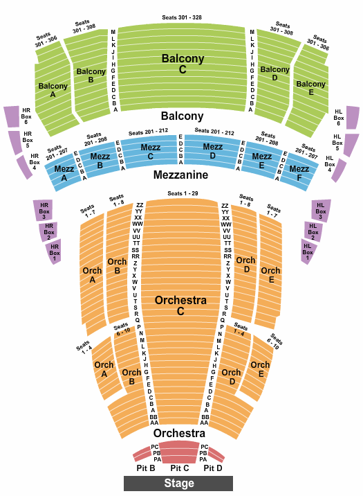 Temple Hoyne Buell Theatre seating chart