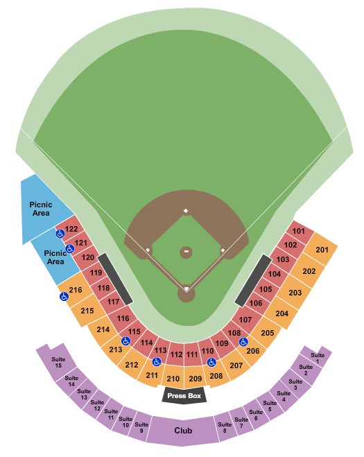 Trenton Thunder Ballpark seating chart