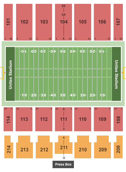 Unitas Stadium seating chart