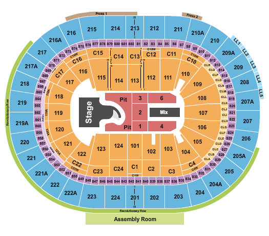 Xfinity Mobile Arena seating chart